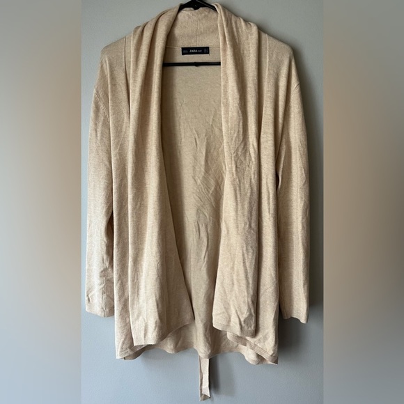 Zara Sweaters - Zara knit Womens small Open Front Cardigan Sweater oatmeal Colored Long Sleeve